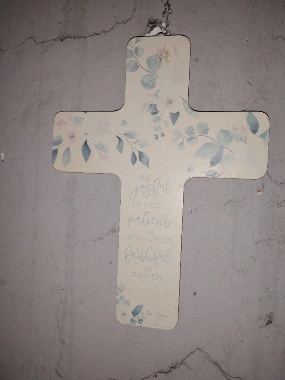 Inspirational Floral Cross Wall Decor in Light Blue